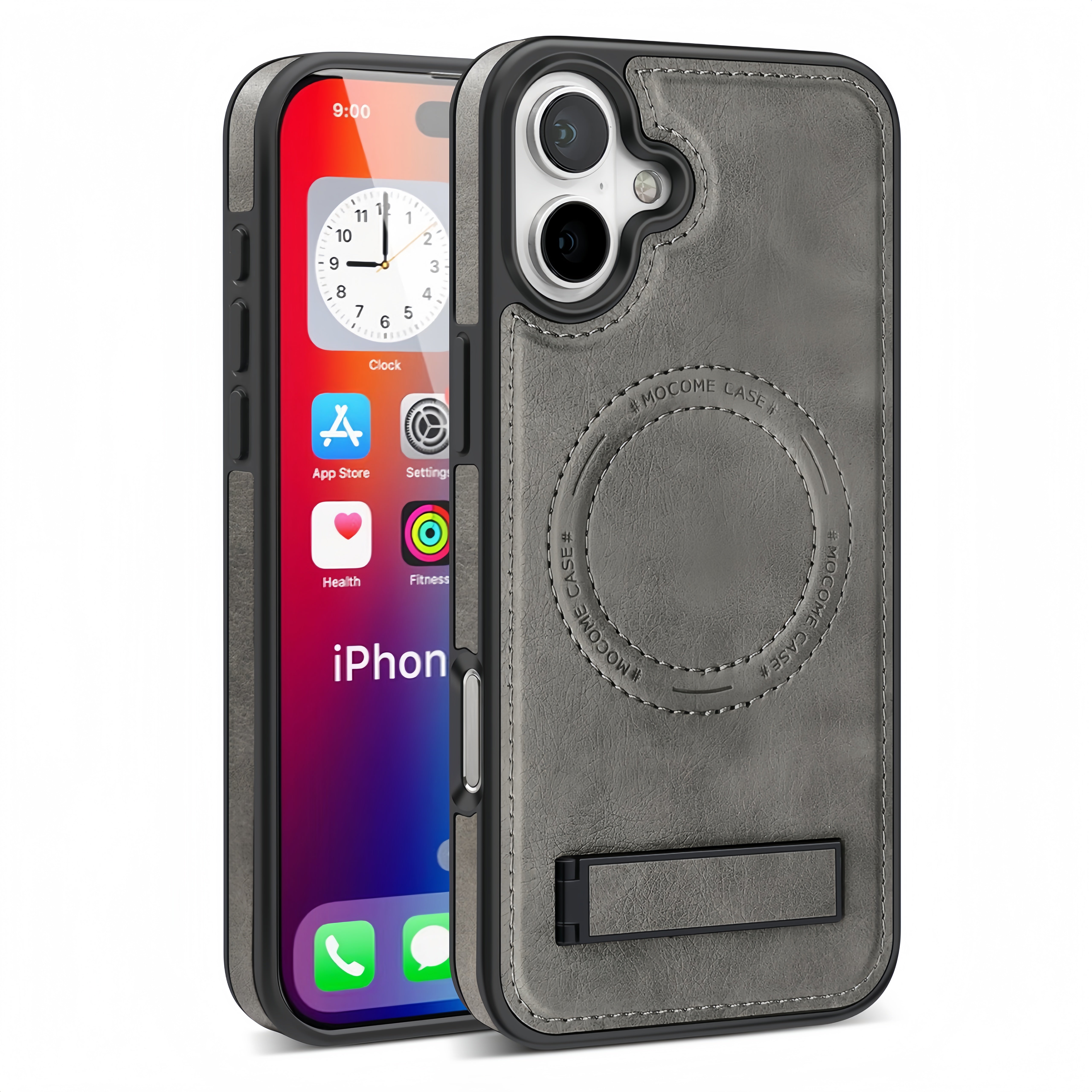 (1/100x) 15 Series Magnetic Luxury Vegan Leather iPhone Case With Stand