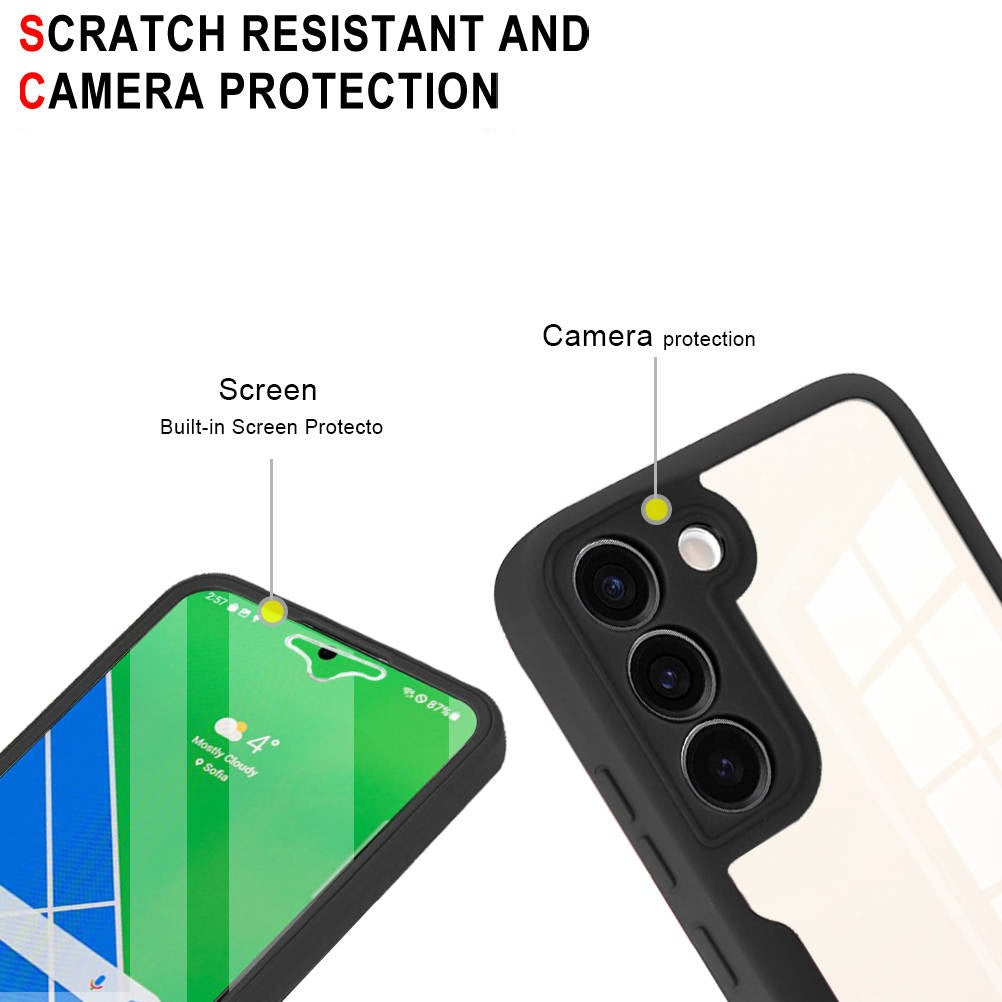 (25/250x Pack) S23 Series Transparent Full Cover Dual Layer Rugged Coloured Bumper Case