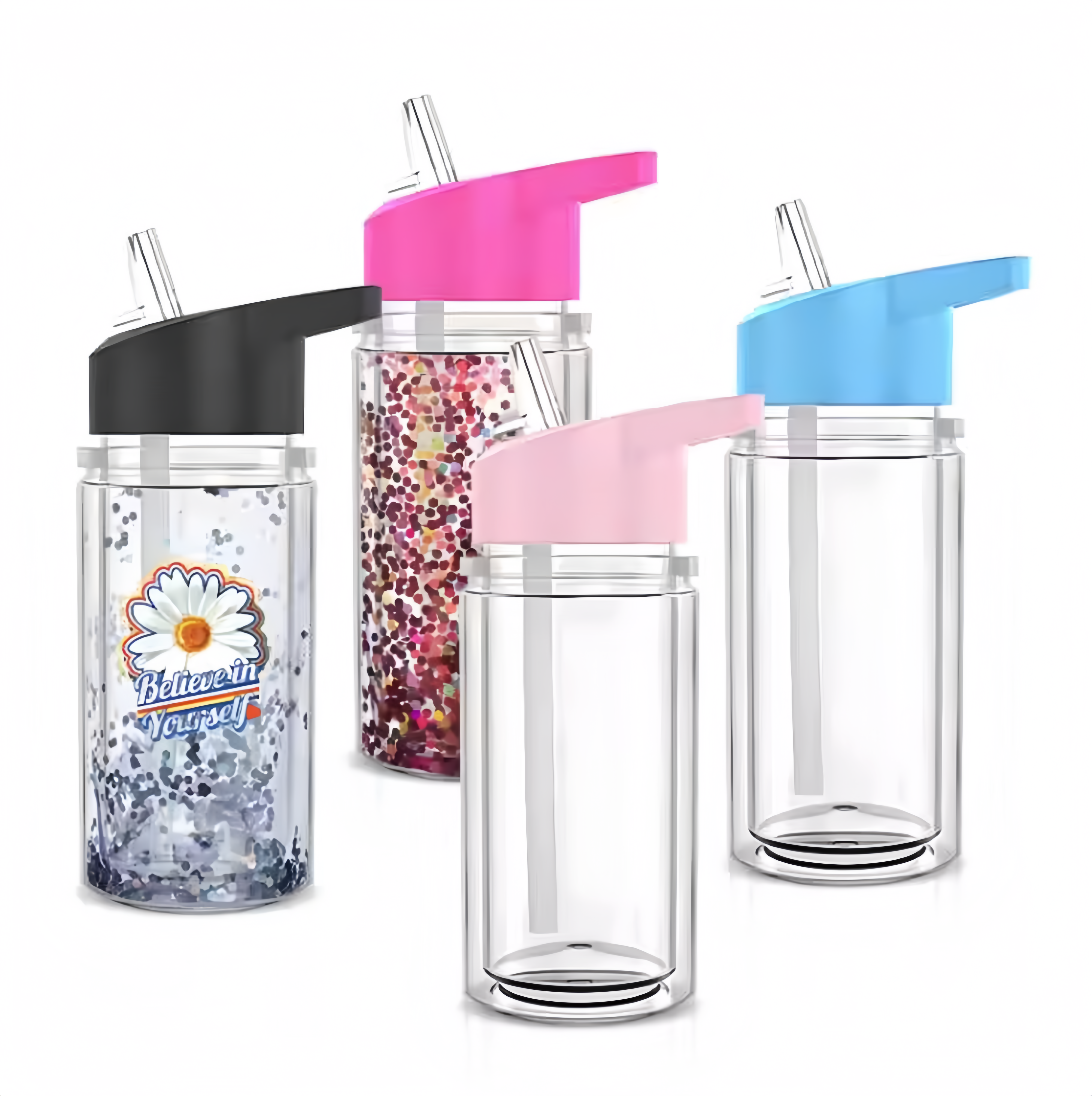 (25/250x Pack) 500ML Snow Globe Plastic Tumbler