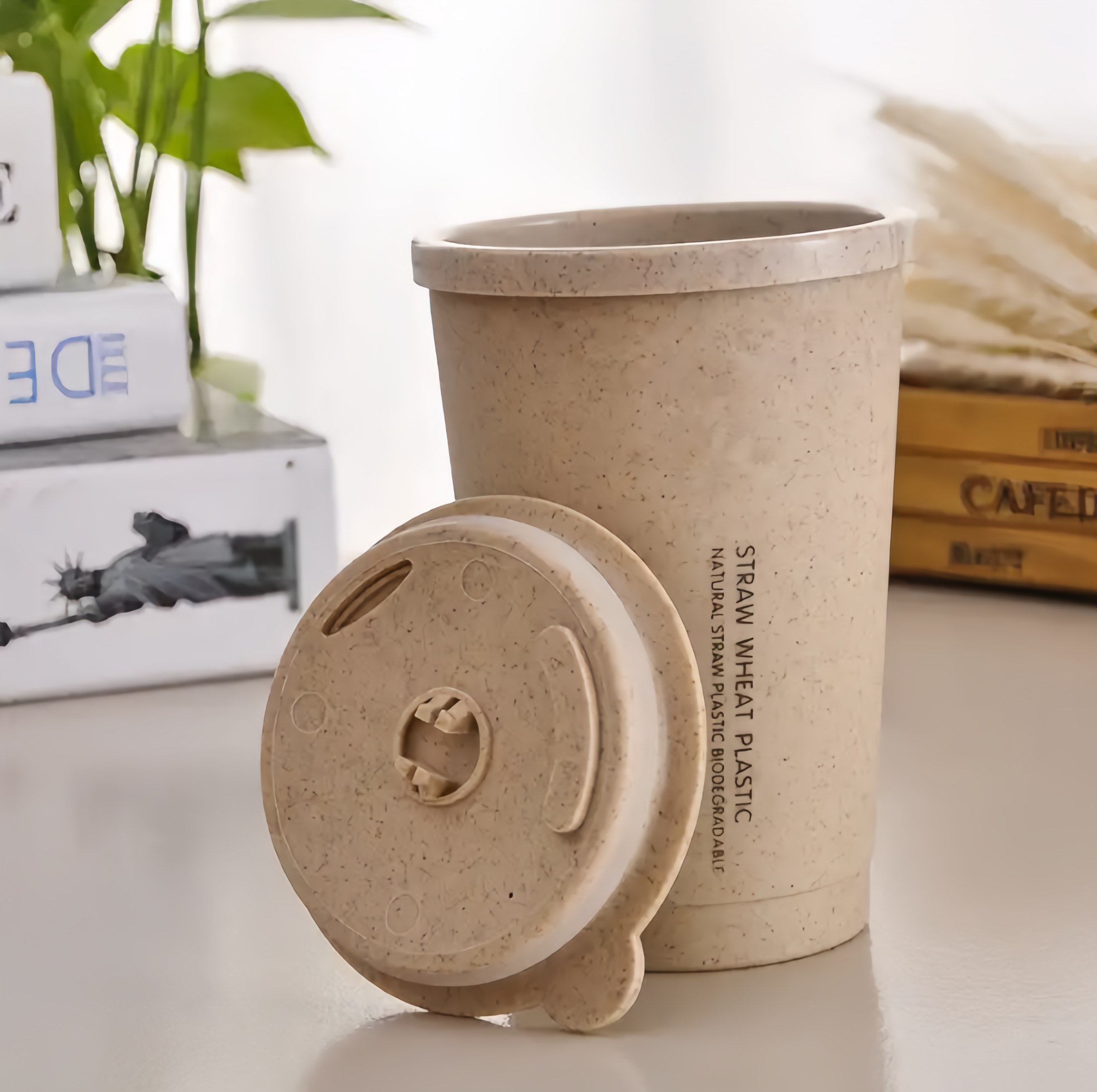 (1/100x Pack) 280ML Eco Friendly Wheat Straw Reusable Travel Mug