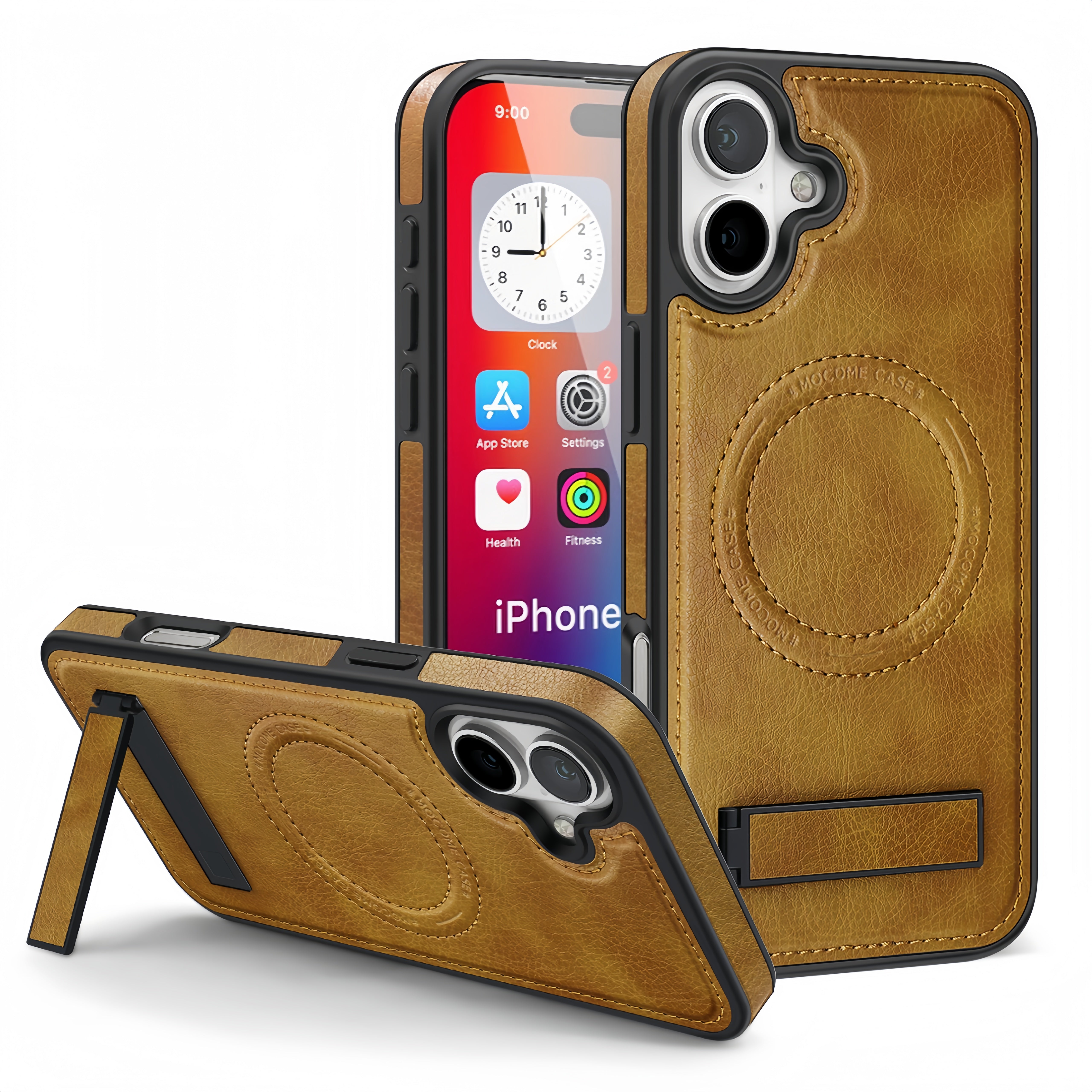 (1/100x) 15 Series Magnetic Luxury Vegan Leather iPhone Case With Stand