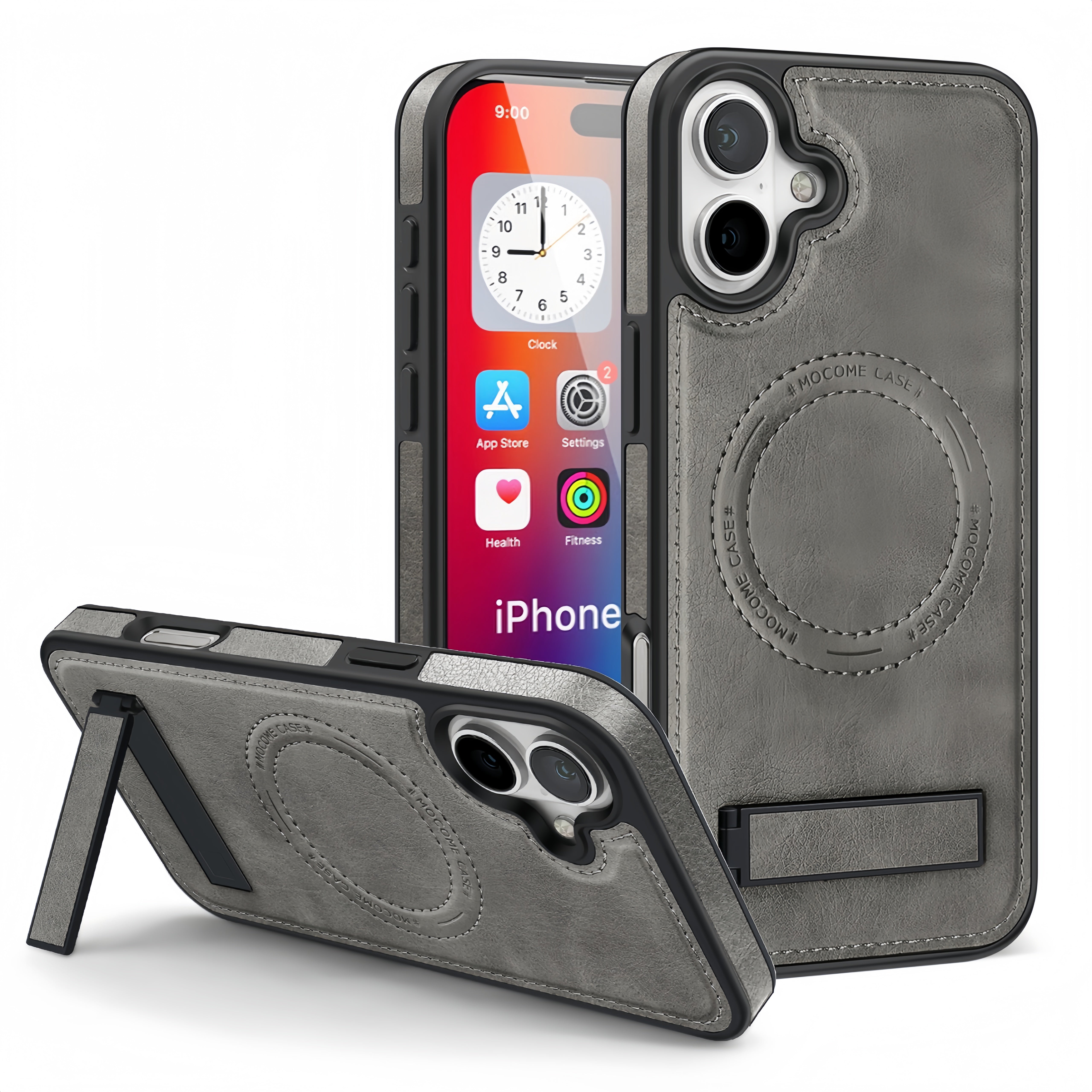 (1/100x) 15 Series Magnetic Luxury Vegan Leather iPhone Case With Stand