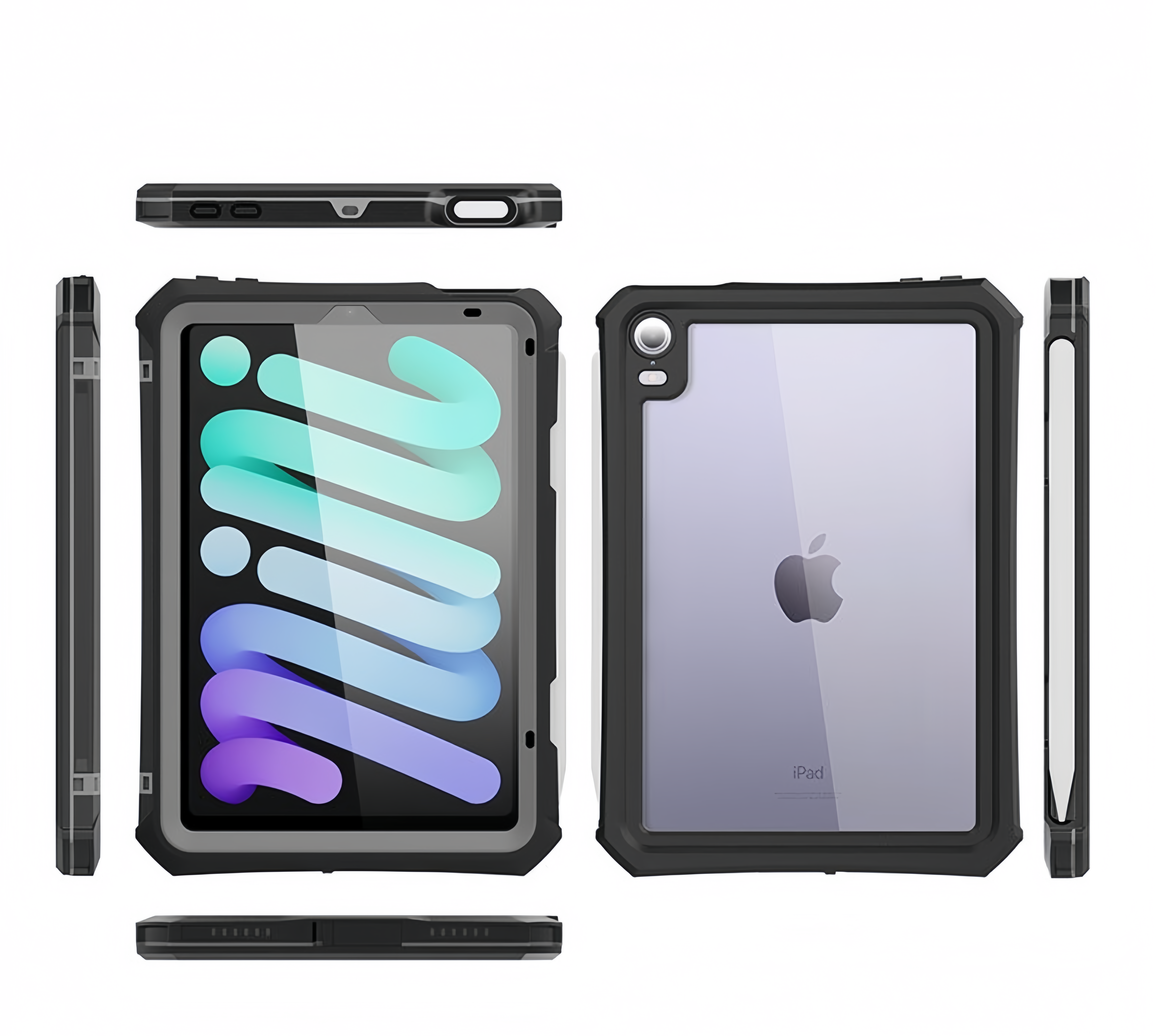 (1/100x Pack) Apple iPad Generation Gen 9, 10, 11 ShellBox Heavy Duty IP68 Rugged And Waterproof iPad Case
