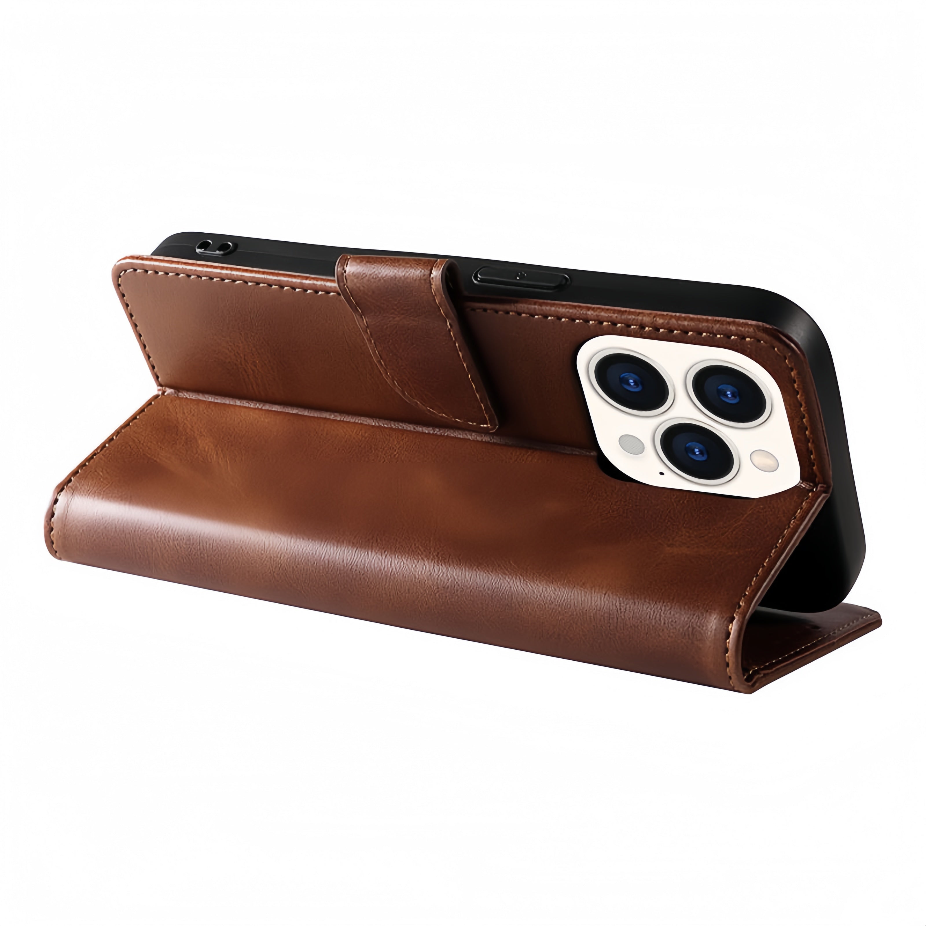 (1/100x Pack) iPhone 15 Series Flip Wallet Vegan Leather Case