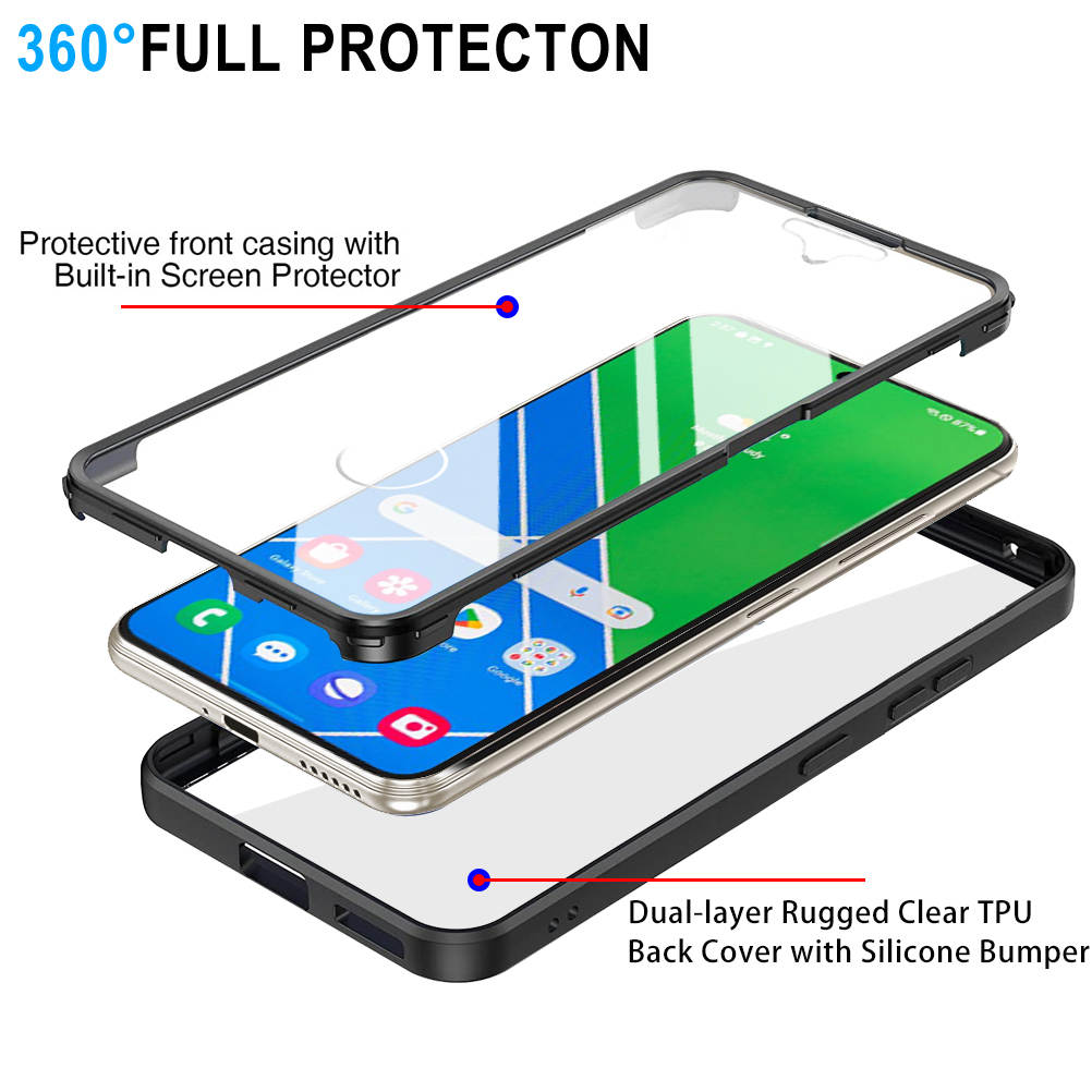 (25/250x Pack) S23 Series Transparent Full Cover Dual Layer Rugged Coloured Bumper Case