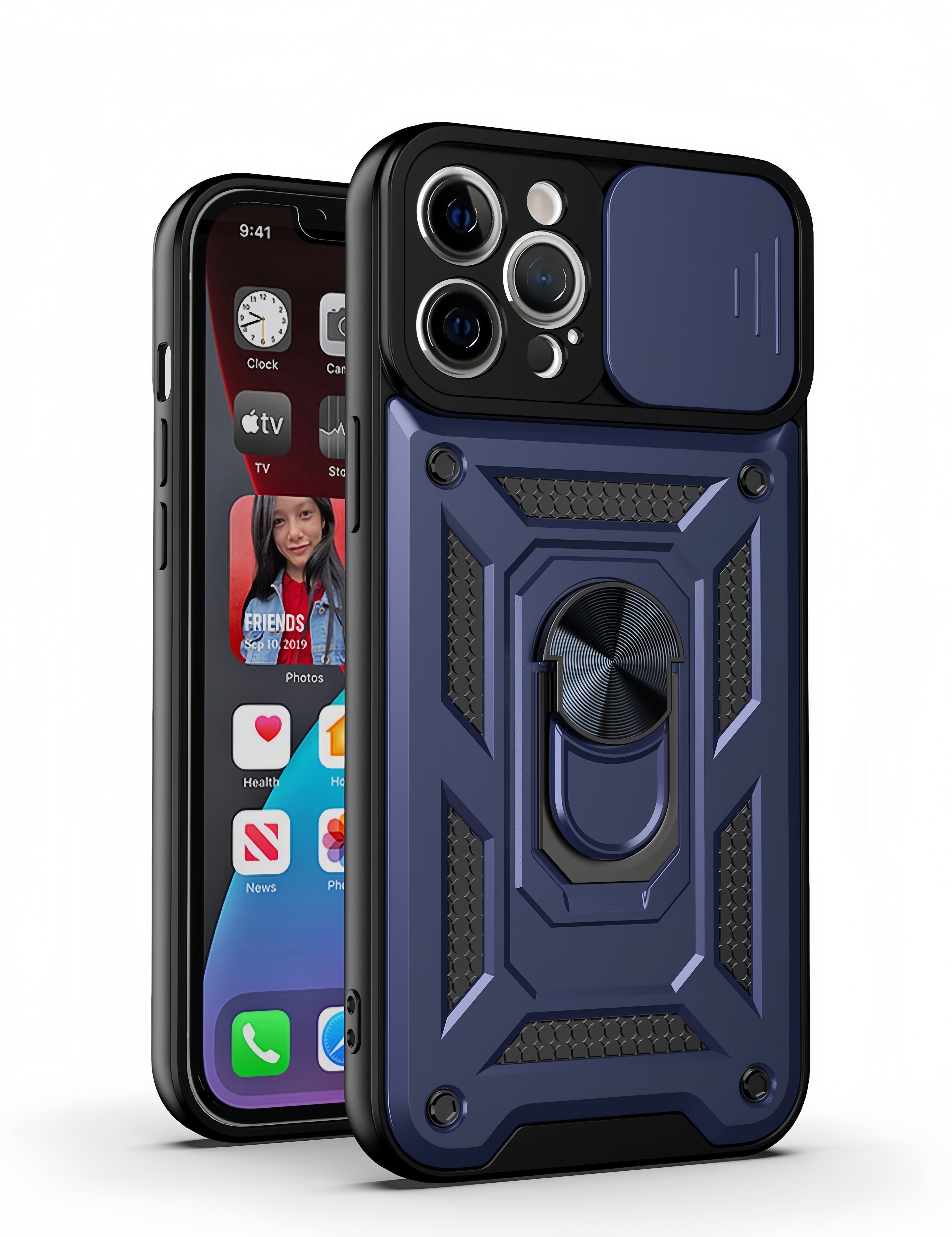 (1/100x Pack) 15 Series Trade Heavy Duty iPhone Case With Ring Stand