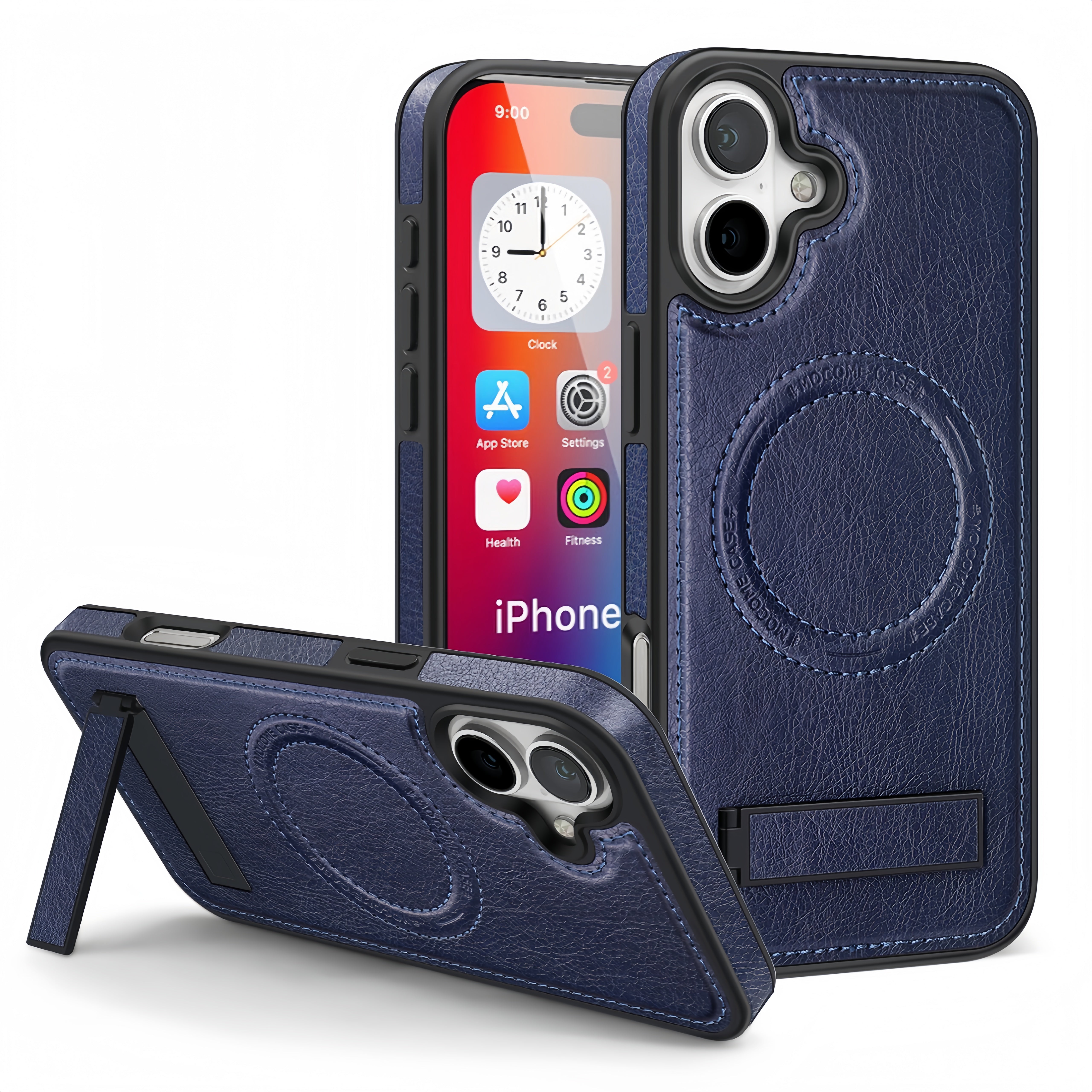 (1/100x) 15 Series Magnetic Luxury Vegan Leather iPhone Case With Stand