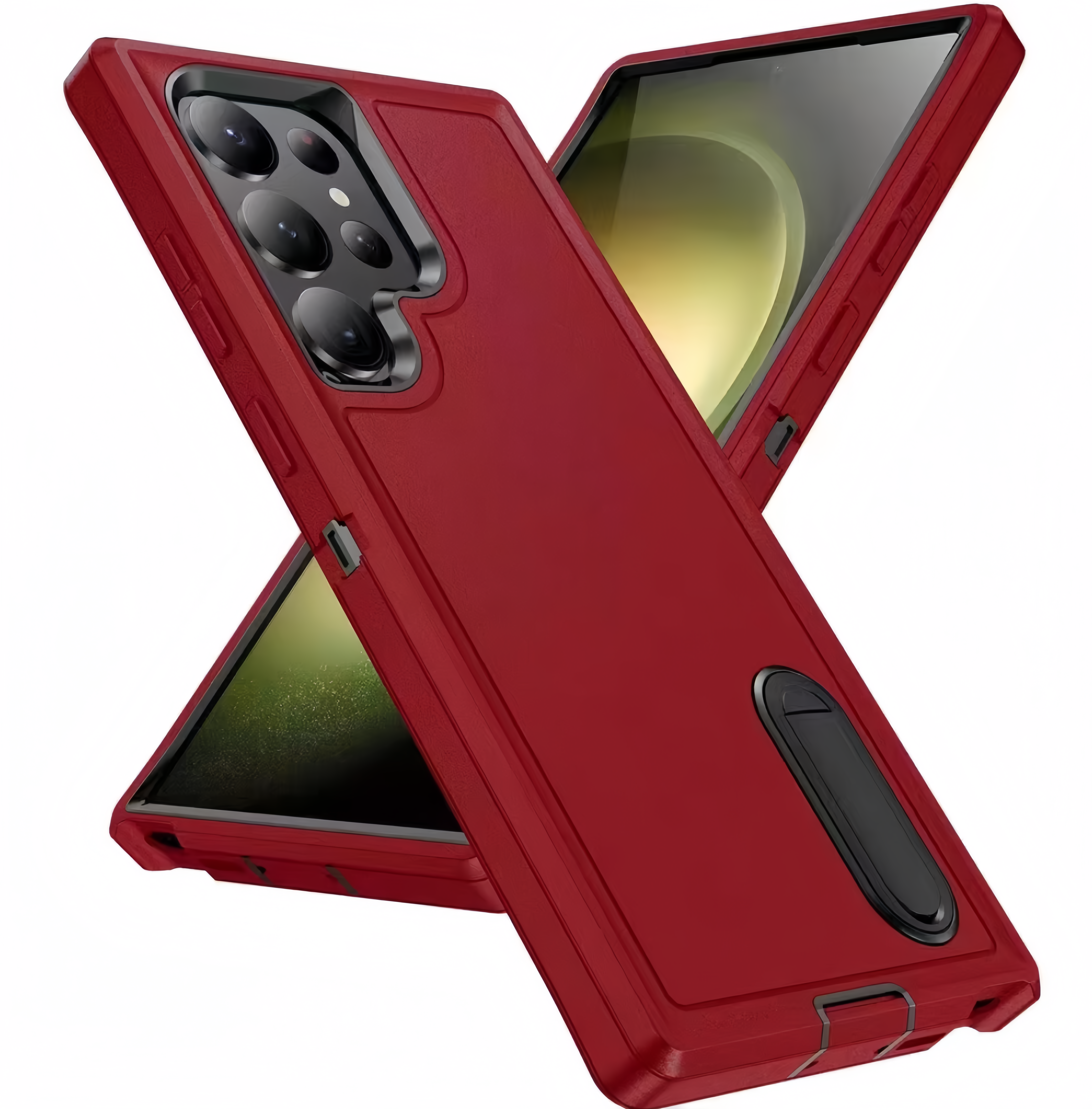 (25/250x Pack) S23 Series Shockproof Heavy Duty Samsung Case With Stand