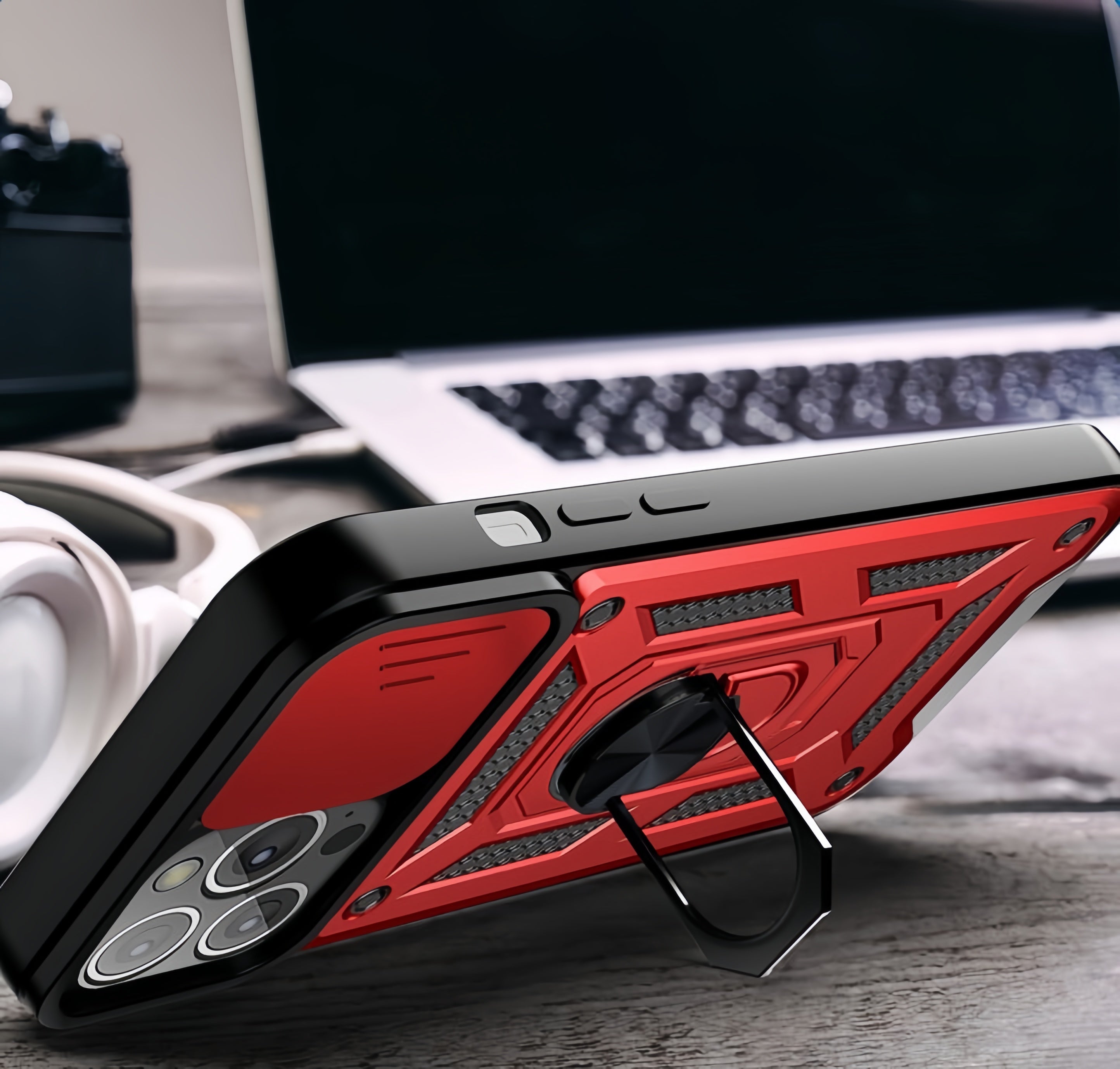 (1/100x Pack) 15 Series Trade Heavy Duty iPhone Case With Ring Stand