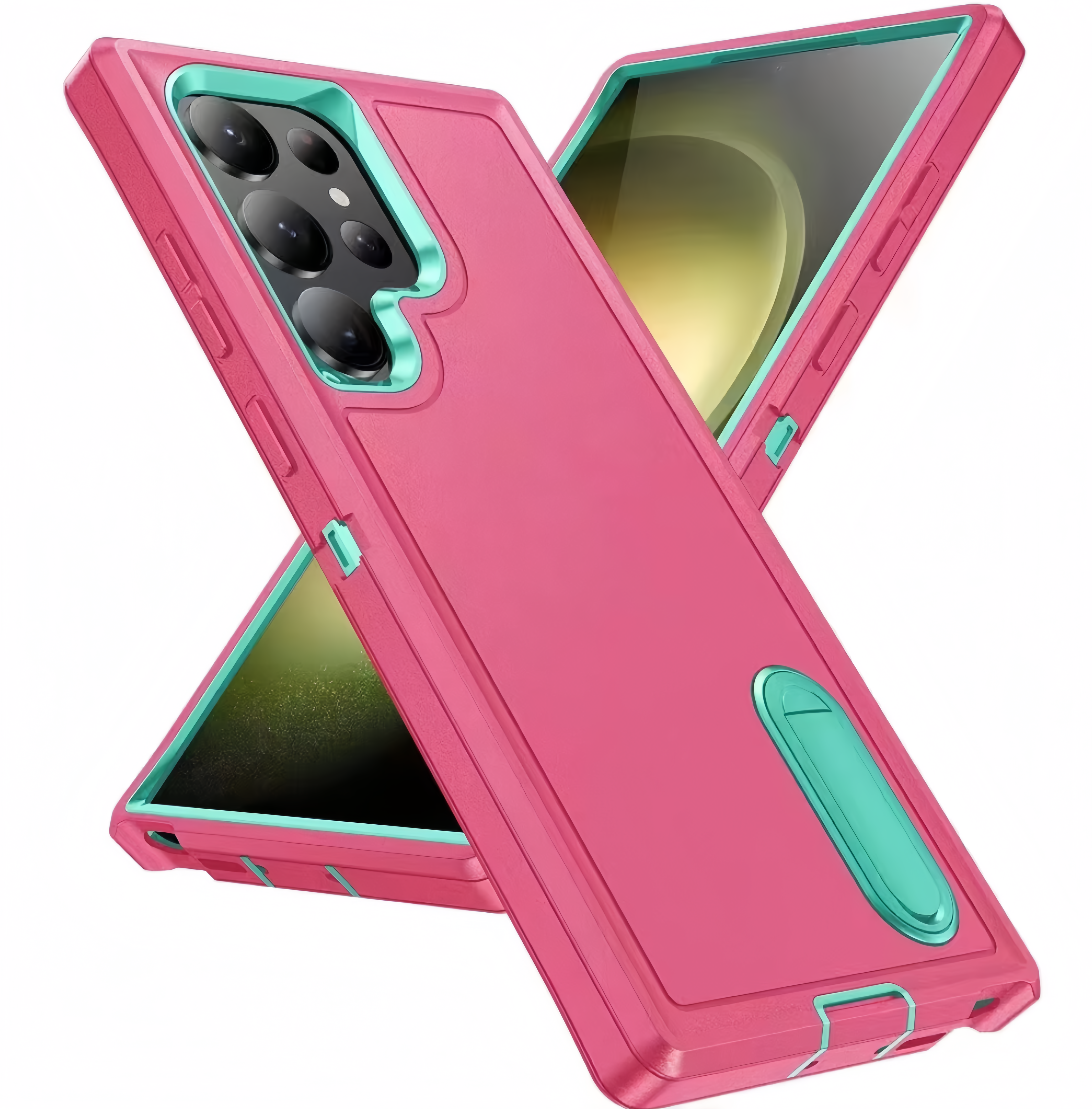 (25/250x Pack) S23 Series Shockproof Heavy Duty Samsung Case With Stand