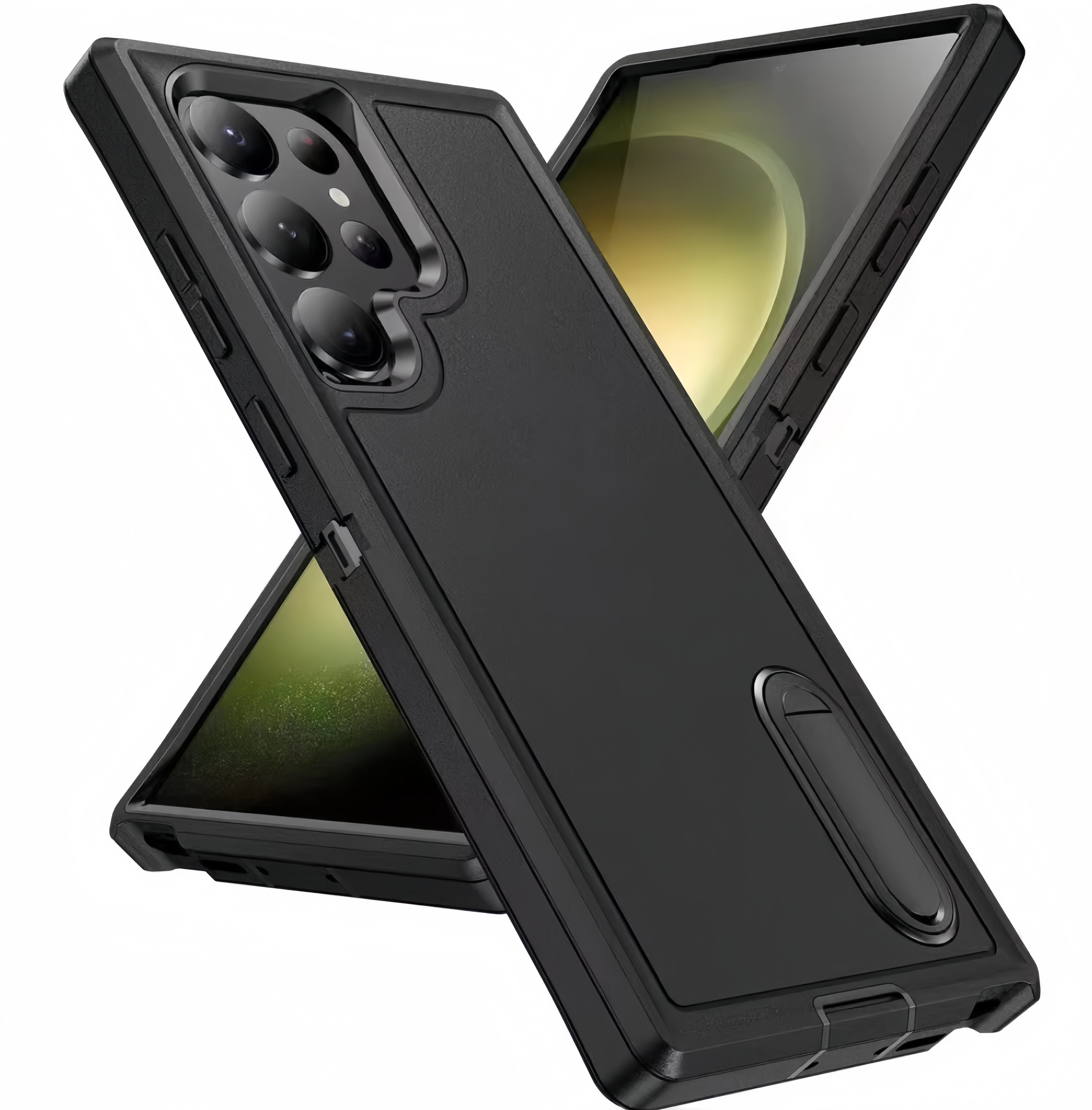 (25/250x Pack) S23 Series Shockproof Heavy Duty Samsung Case With Stand