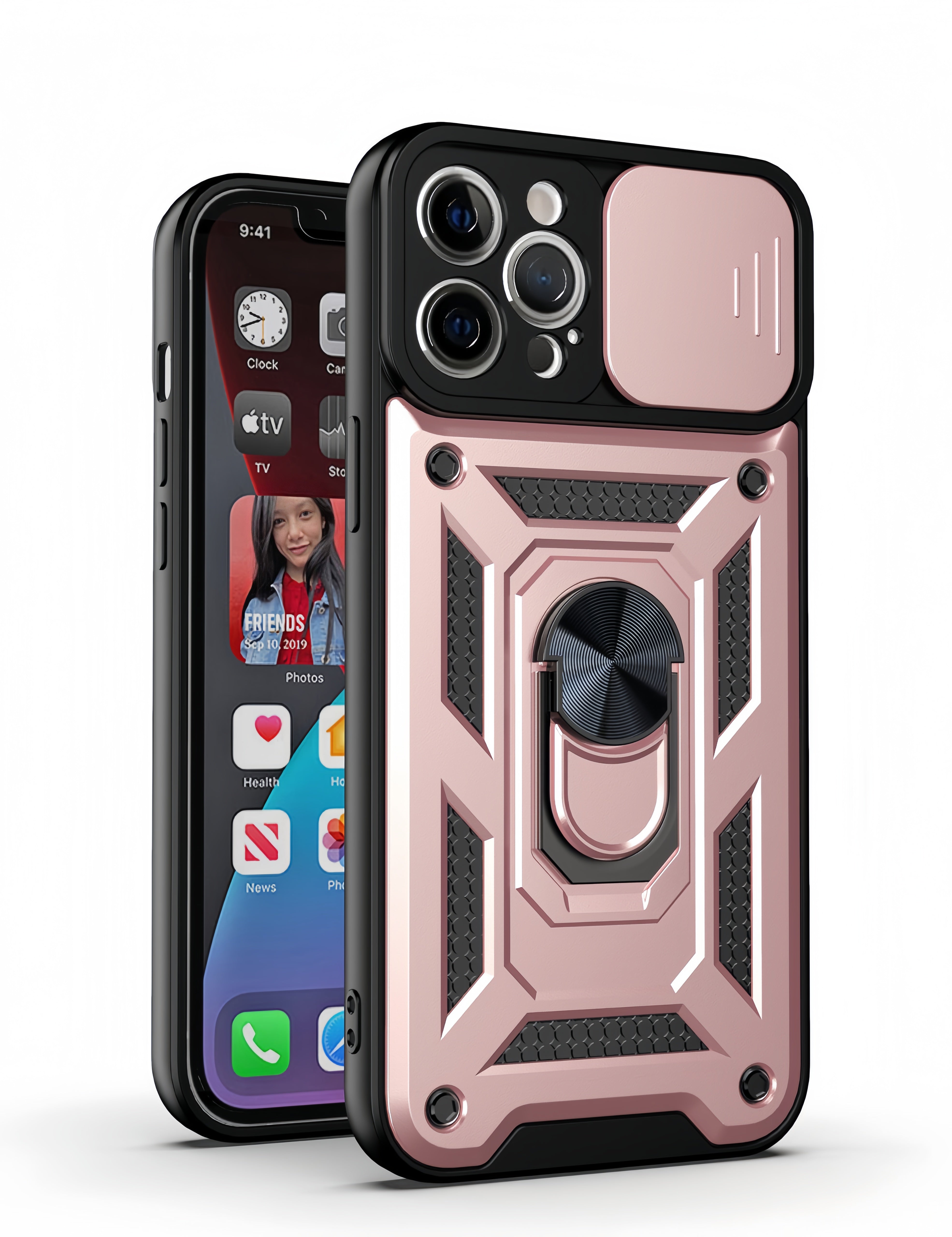 (1/100x Pack) 15 Series Trade Heavy Duty iPhone Case With Ring Stand