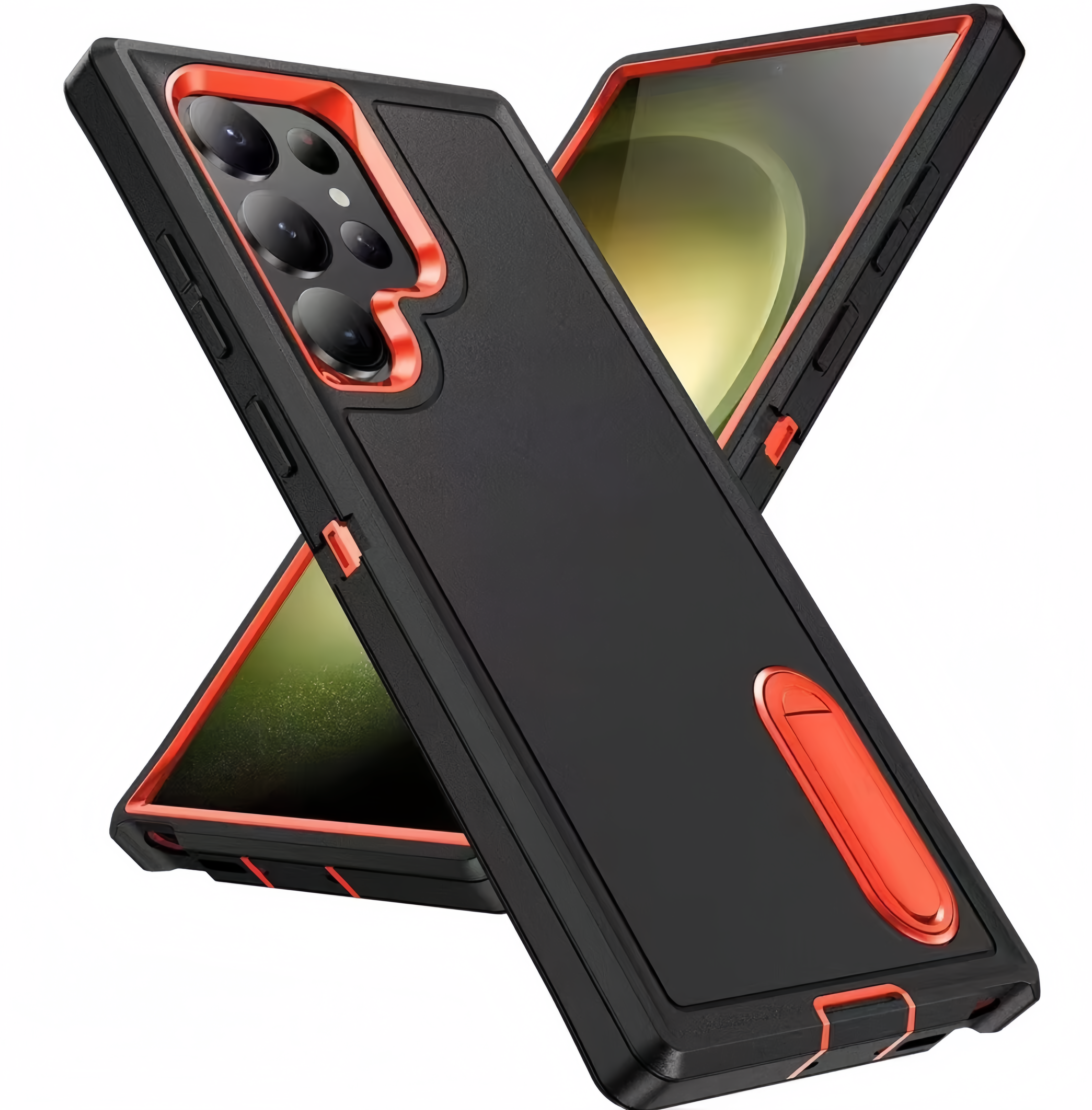 (25/250x Pack) S24 Series Shockproof Heavy Duty Samsung Case With Stand