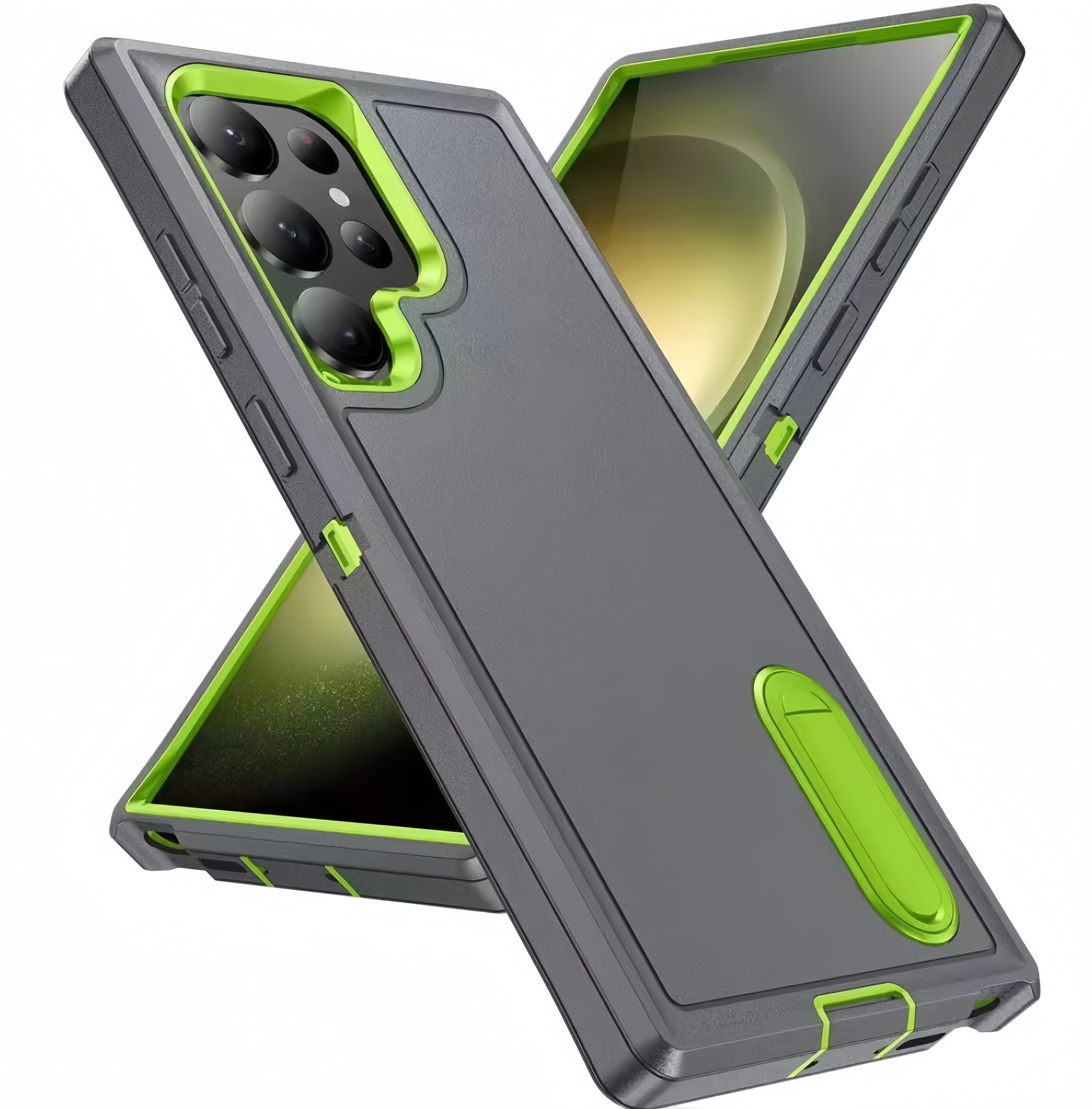 (25/250x Pack) S24 Series Shockproof Heavy Duty Samsung Case With Stand
