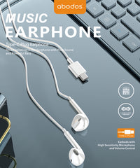 (100/500x Pack) Abodos 1.2m Type-C Wired Earphones