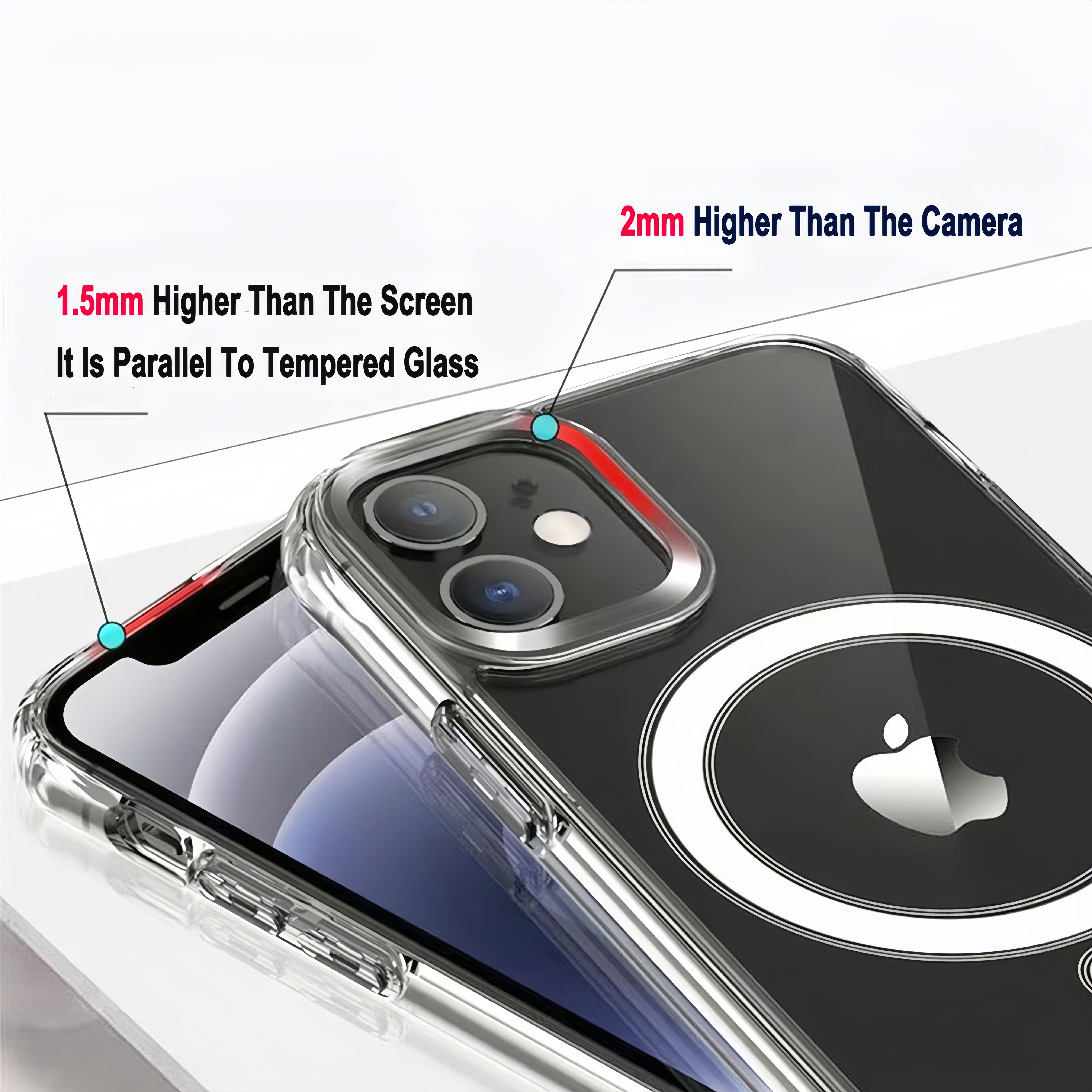 (50-500x Pack) 15/16 Series Magsafe Magnetic Clear iPhone Case