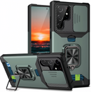 (25/250x Pack) S23 Series Magnetic Heavy Duty Samsung Case With Lens Cover + Card Holder