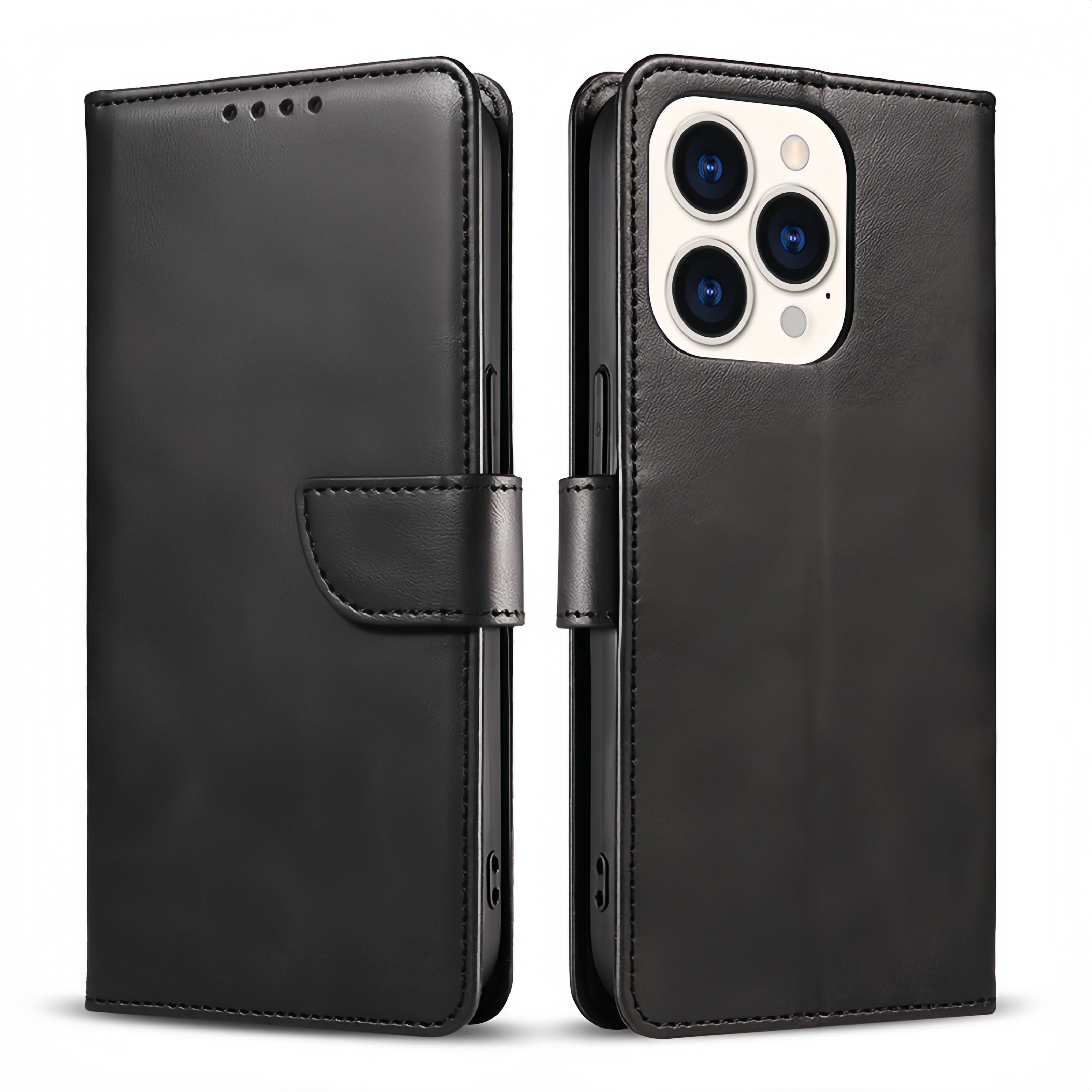 (25-250x Pack) iPhone 15 Series Flip Wallet Vegan Leather Case