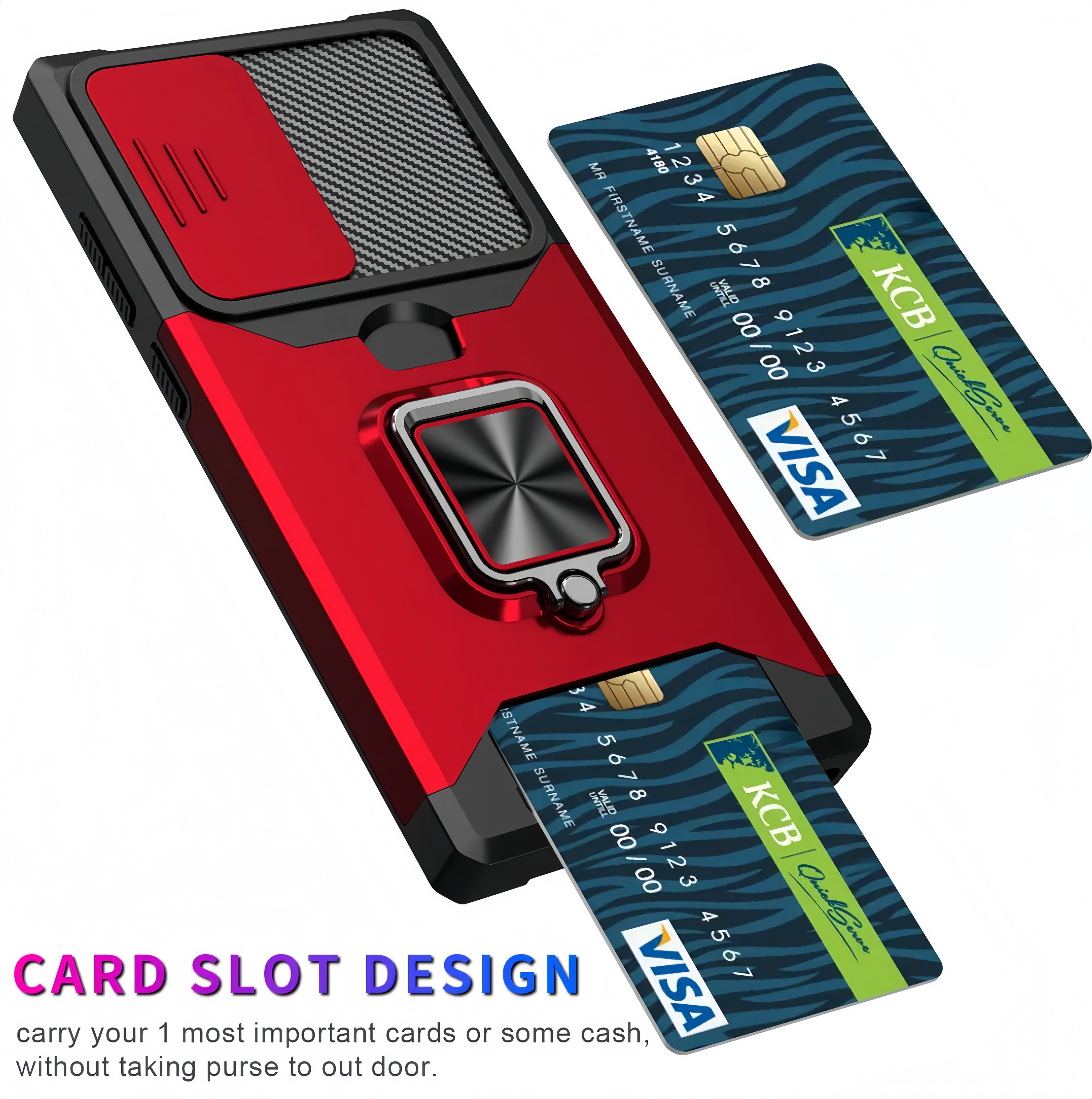 (25/250x Pack) S23 Series Magnetic Heavy Duty Samsung Case With Lens Cover + Card Holder