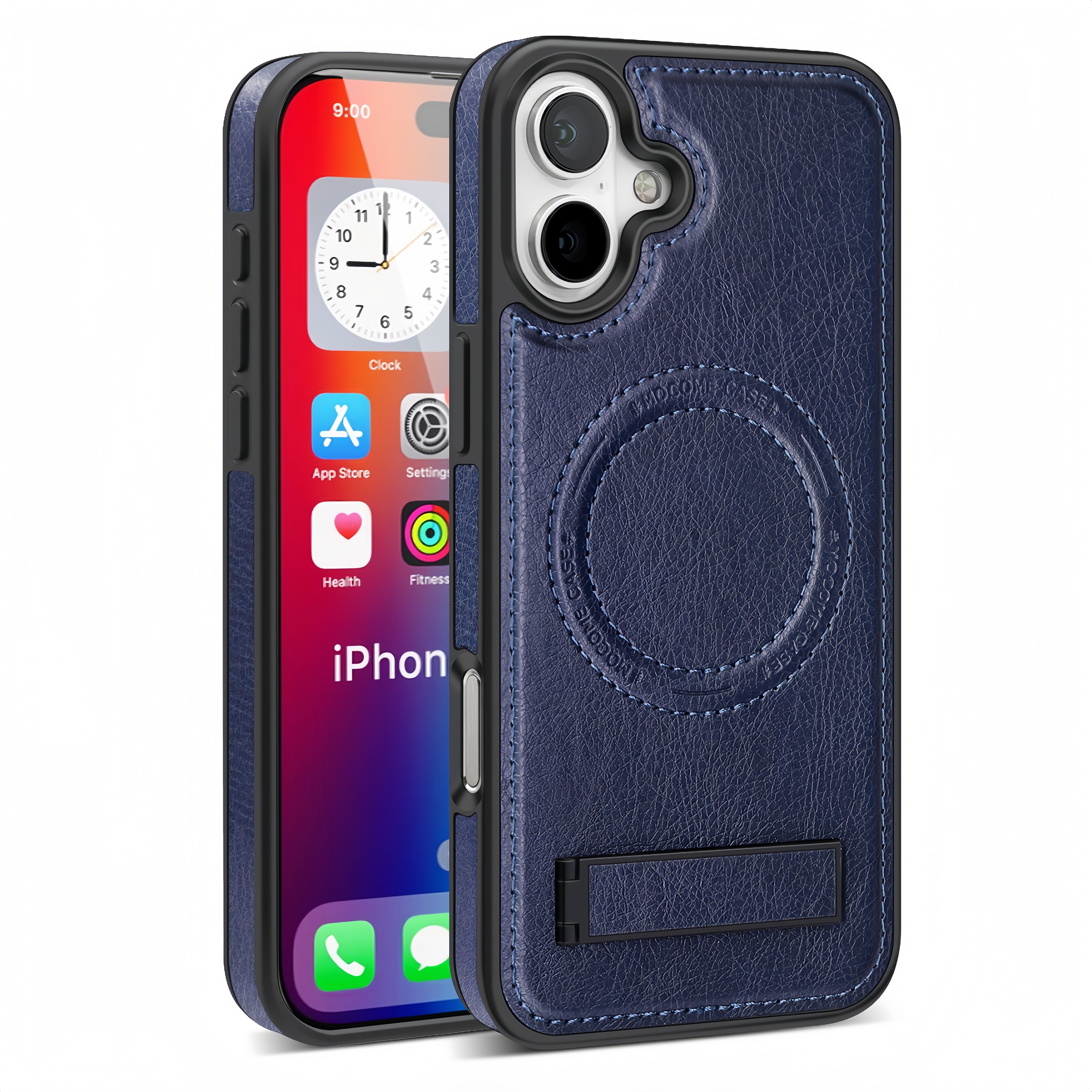 (25/250x) 15 Series Magnetic Luxury Vegan Leather iPhone Case With Stand
