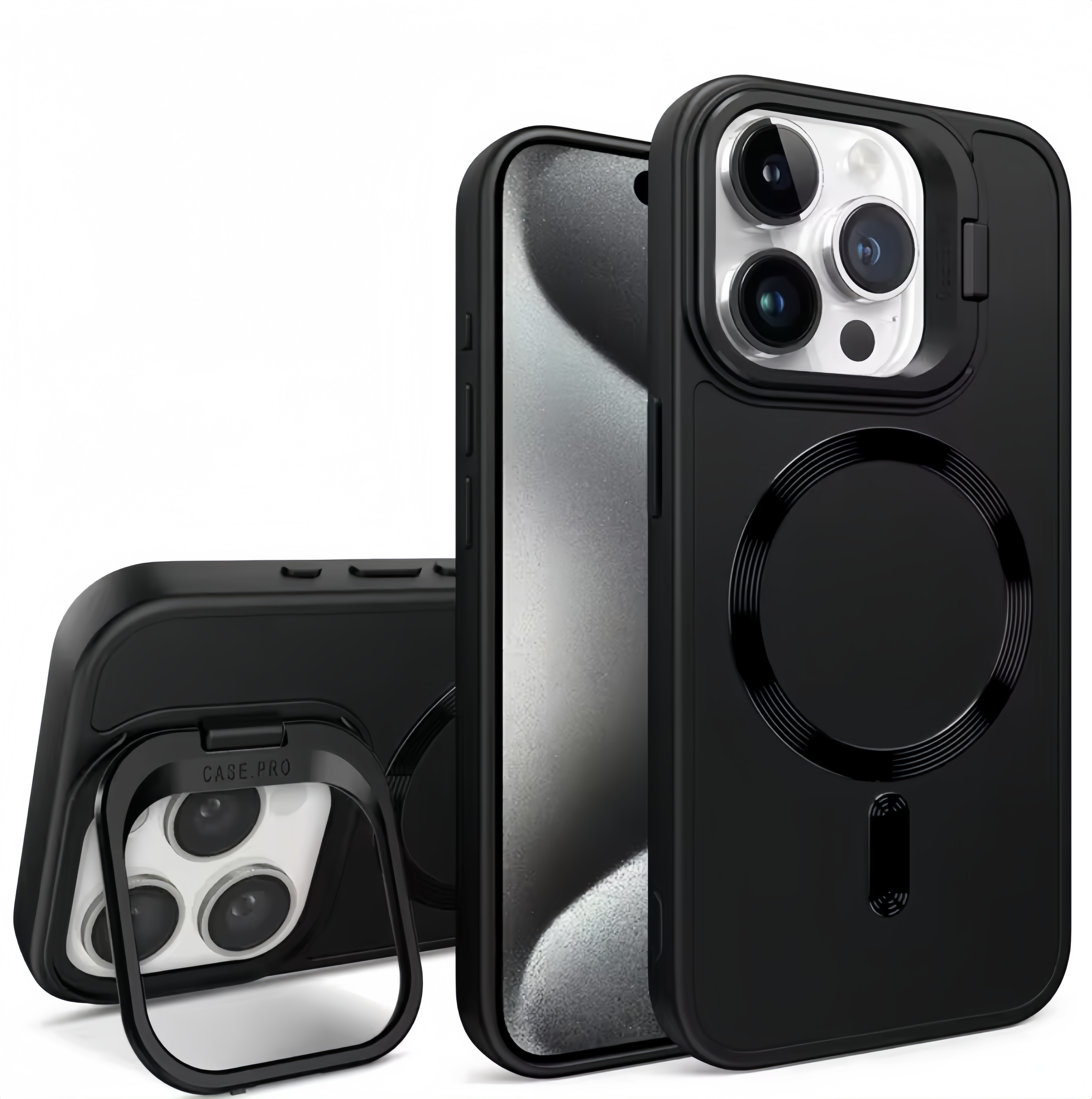 (25/250x Pack) 15 Series Magnetic Silicone iPhone Case With Lens Protector