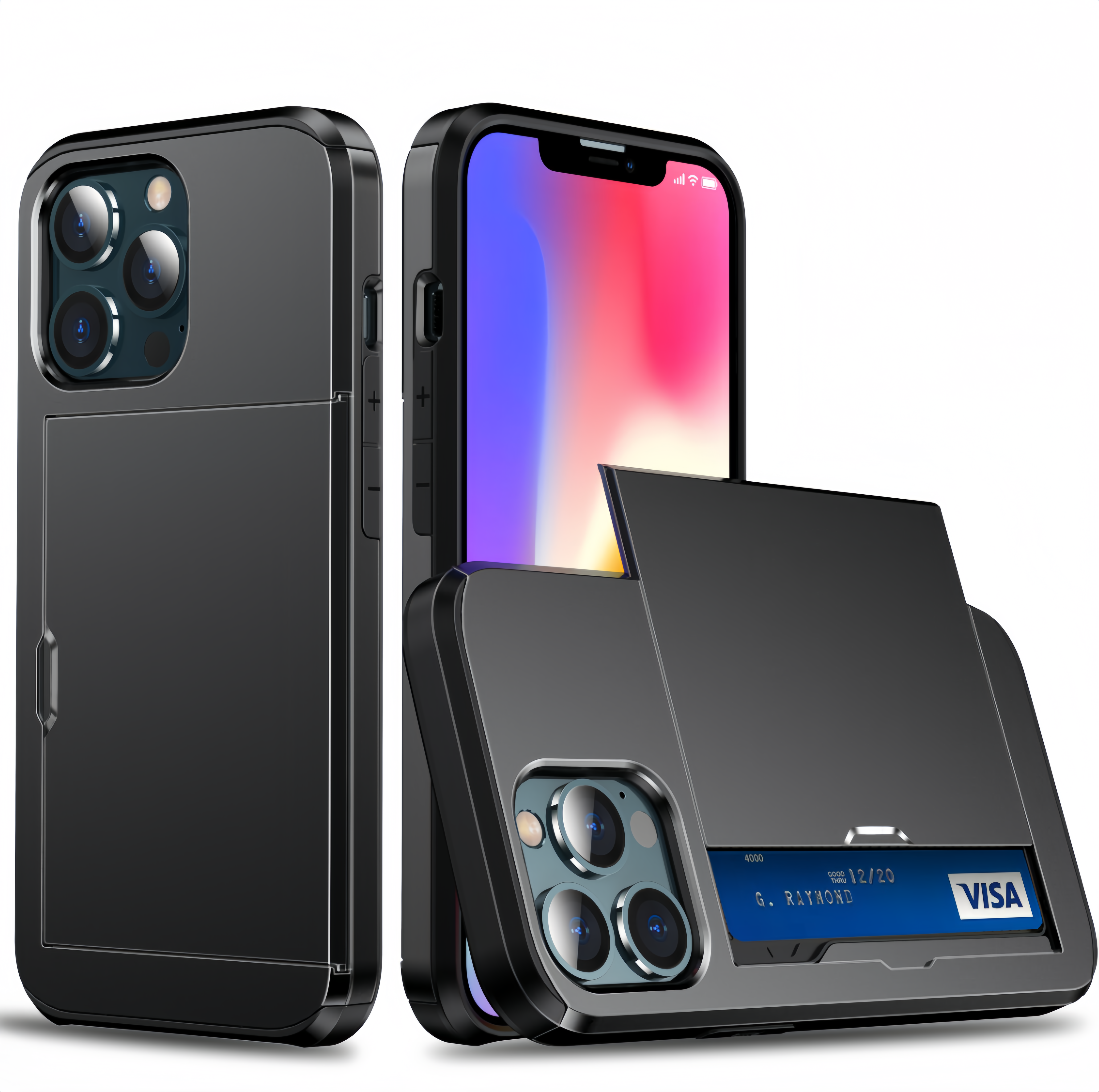(25/250x Pack) 15 Series Hard Shell Hybrid Card Holder iPhone Case